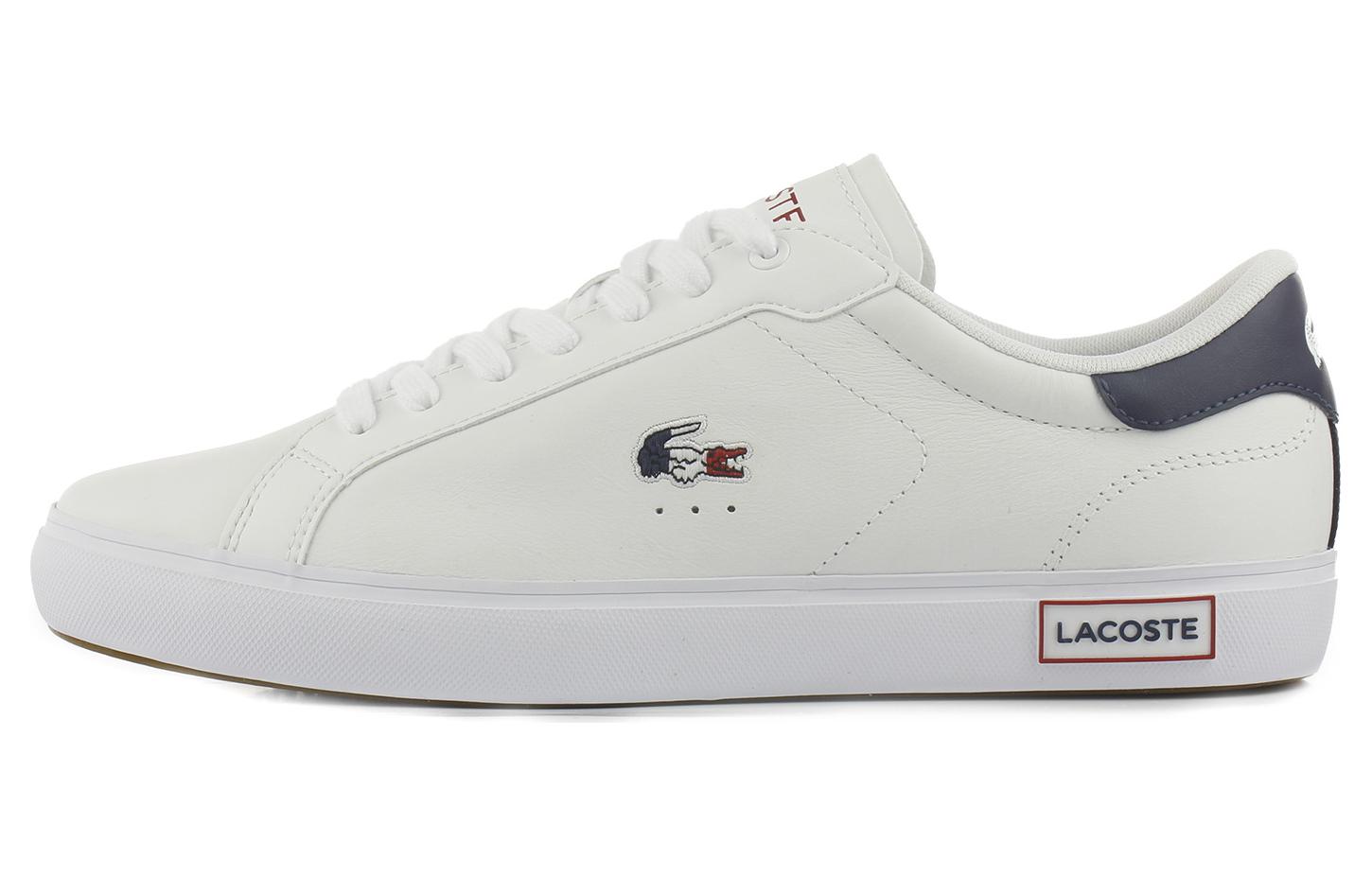

LACOSTE Пауэркорт Лоу Топ скейтборд обувь мужские бело-голубые, цвет White Blue