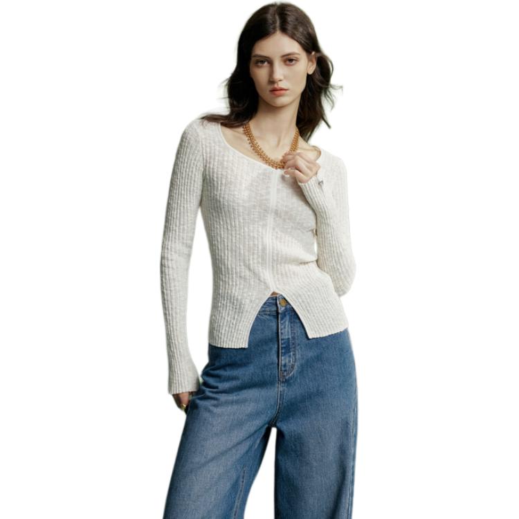 

ELLE Трикотаж Women's Ecru с квадратным воротником Moderate