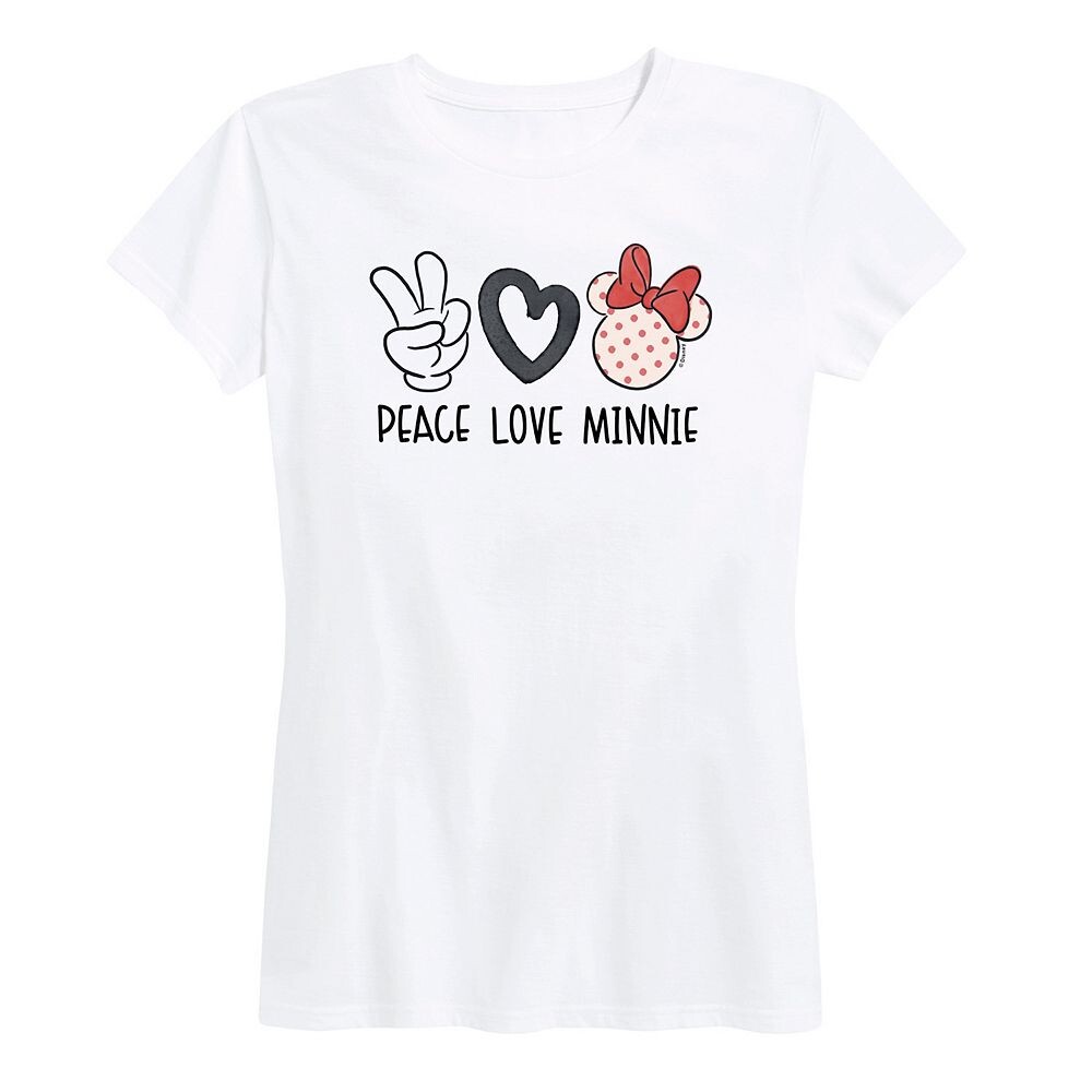 

Женская футболка с рисунком Peace Love Disney's Minnie Mouse, белый