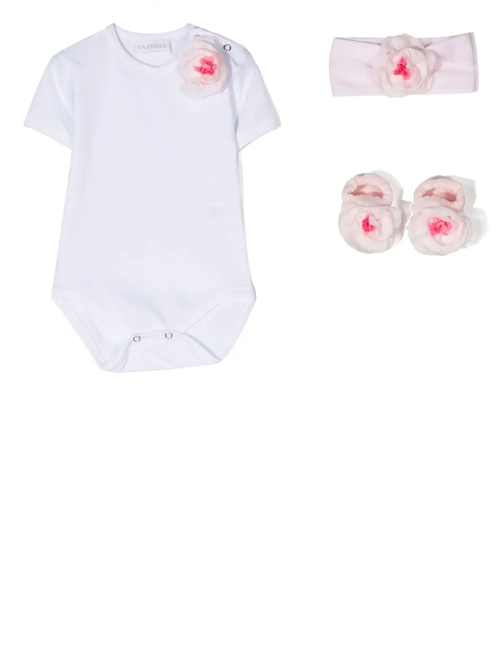 

Комплект из боди, пинеток и повязки на голову La Perla Kids, белый