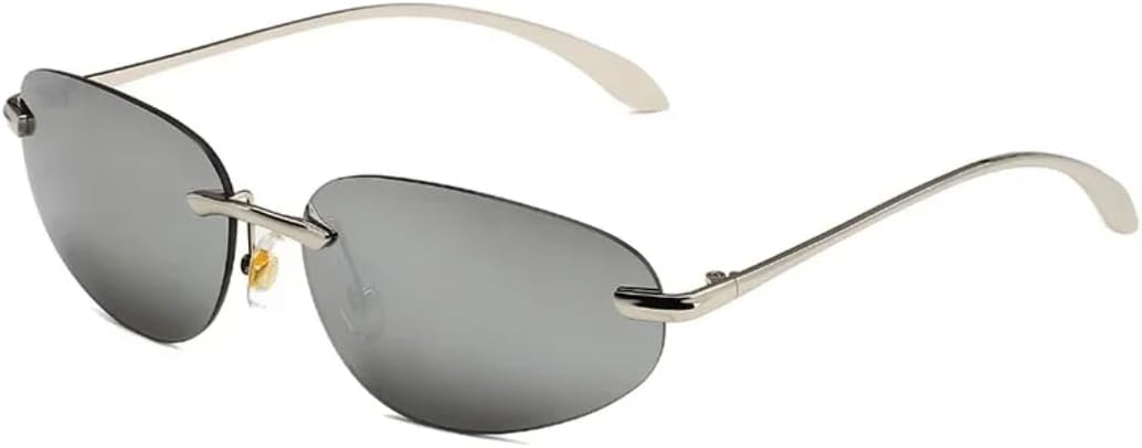 

Винтажные солнцезащитные очки без оправы с металлическими заклепками для женщин и мужчин, в стиле панк, роскошные дизайнерские популярные очки с защитой от УФ-излучения UV400 SZVVBKK, Silver