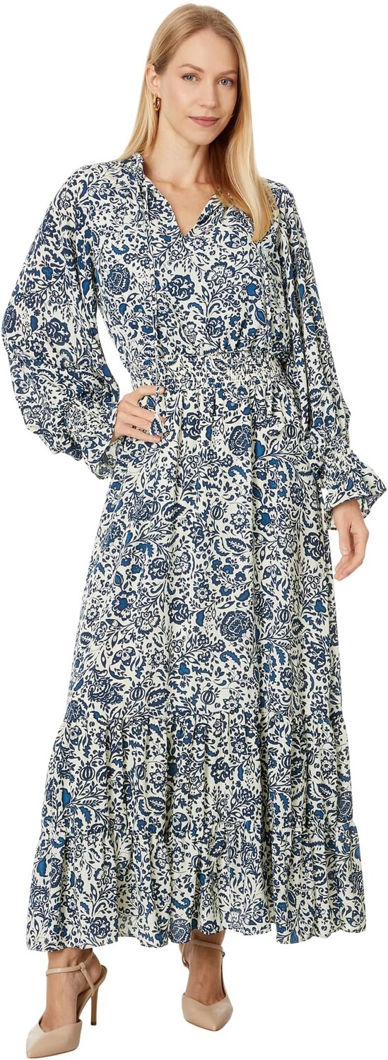 

Платье Vince Camuto Long Sleeve Maxi Dress With Smocked Waist And Neck Ties, цвет Sand Drift