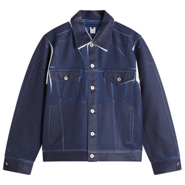 

Куртка водителя грузовика из твила с принтом Comme Des Garçons Shirt, синий