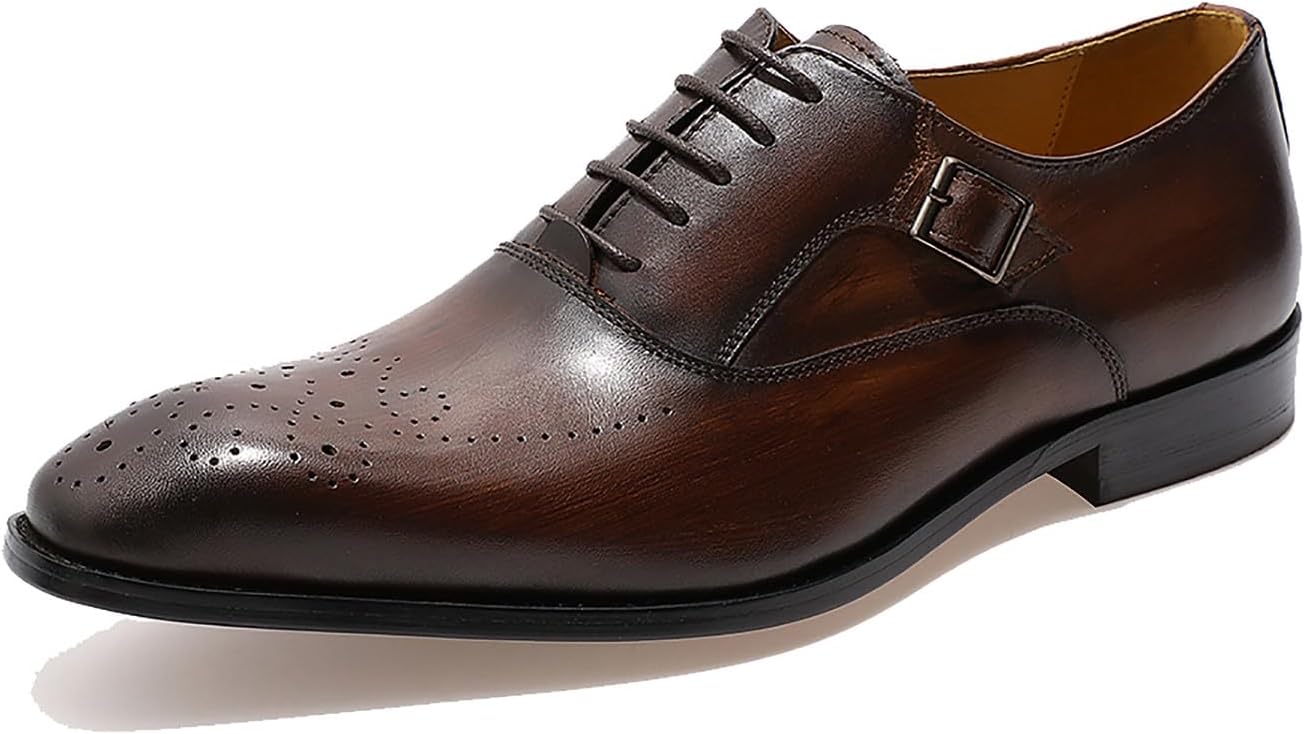 

Мужские туфли Santimon Oxfords из натуральной кожи, оксфорды с декоративной перфорацией, современные модные туфли для выпускного, свадьбы, делового и повседневного стиля, удобные смокинговые туфли для мужчин, коричневый