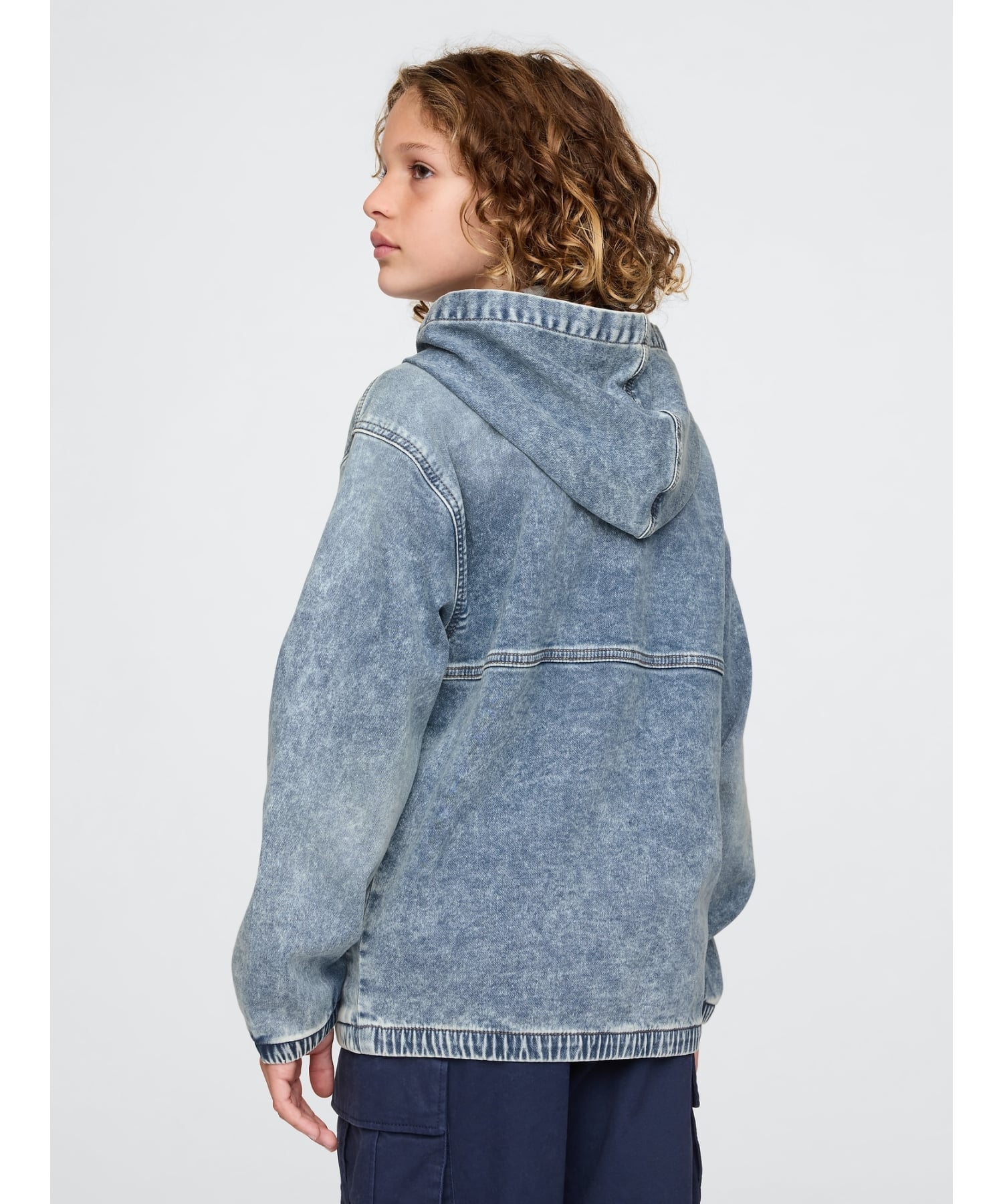 (K) Ультрамягкая джинсовая куртка с капюшоном (детская) GAP, LIGHT WASH INDIGO 118