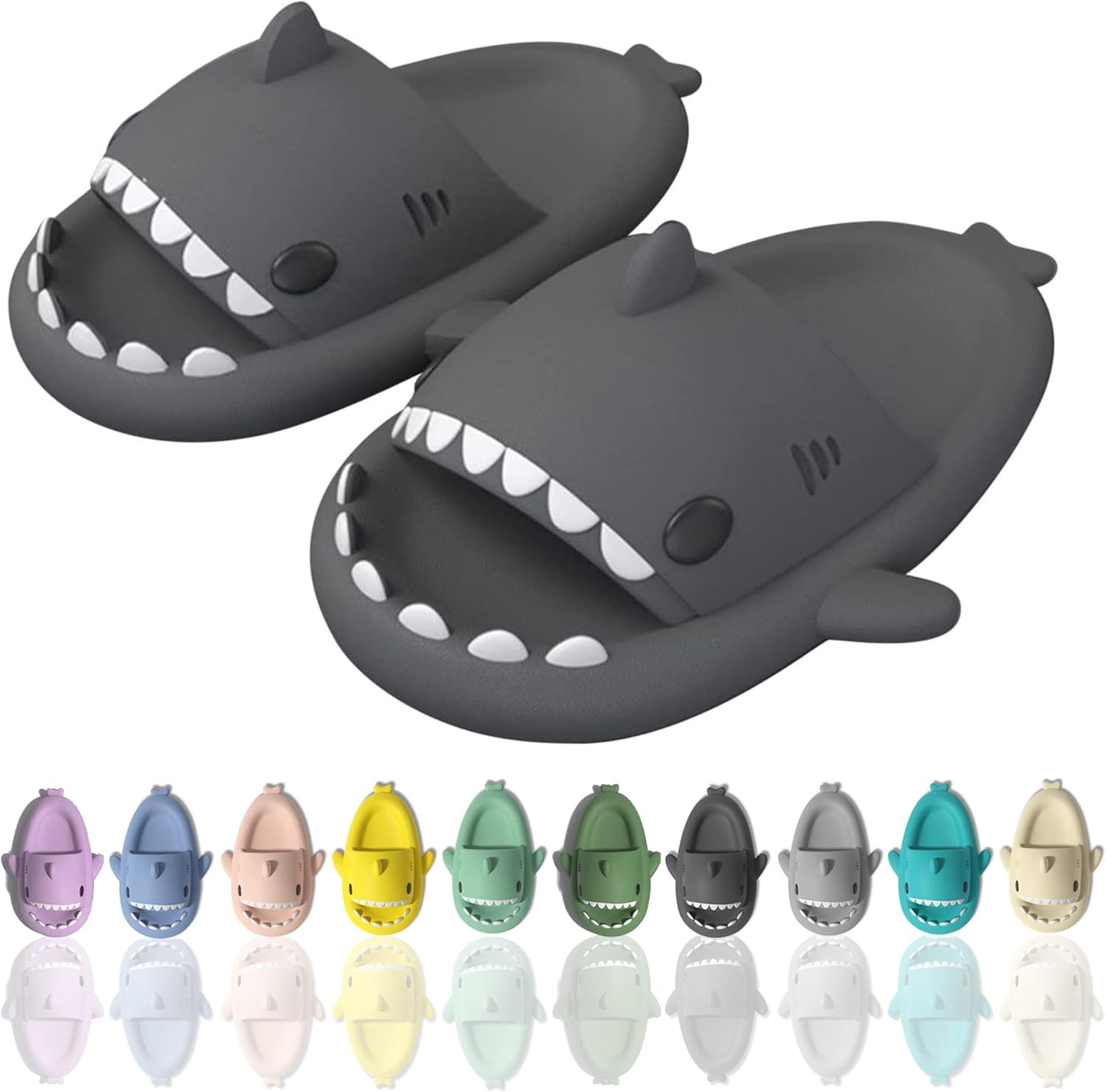 

Шлепанцы Sharllen Shark для женщин и мужчин с милым забавным мультяшным дизайном, противоскользящие, с открытым носком, легкие летние шлепанцы с акулой, серый