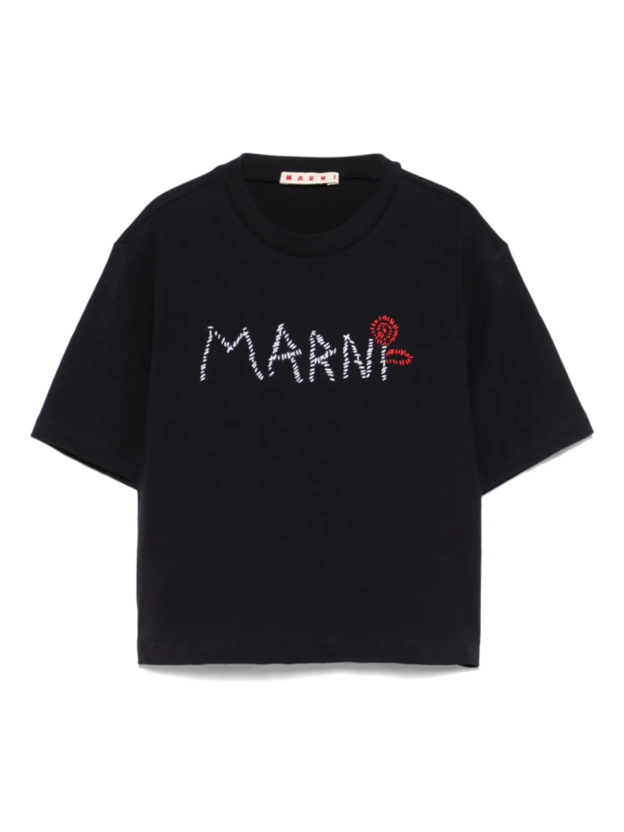 

Marni Kids футболка с вышитым логотипом, синий
