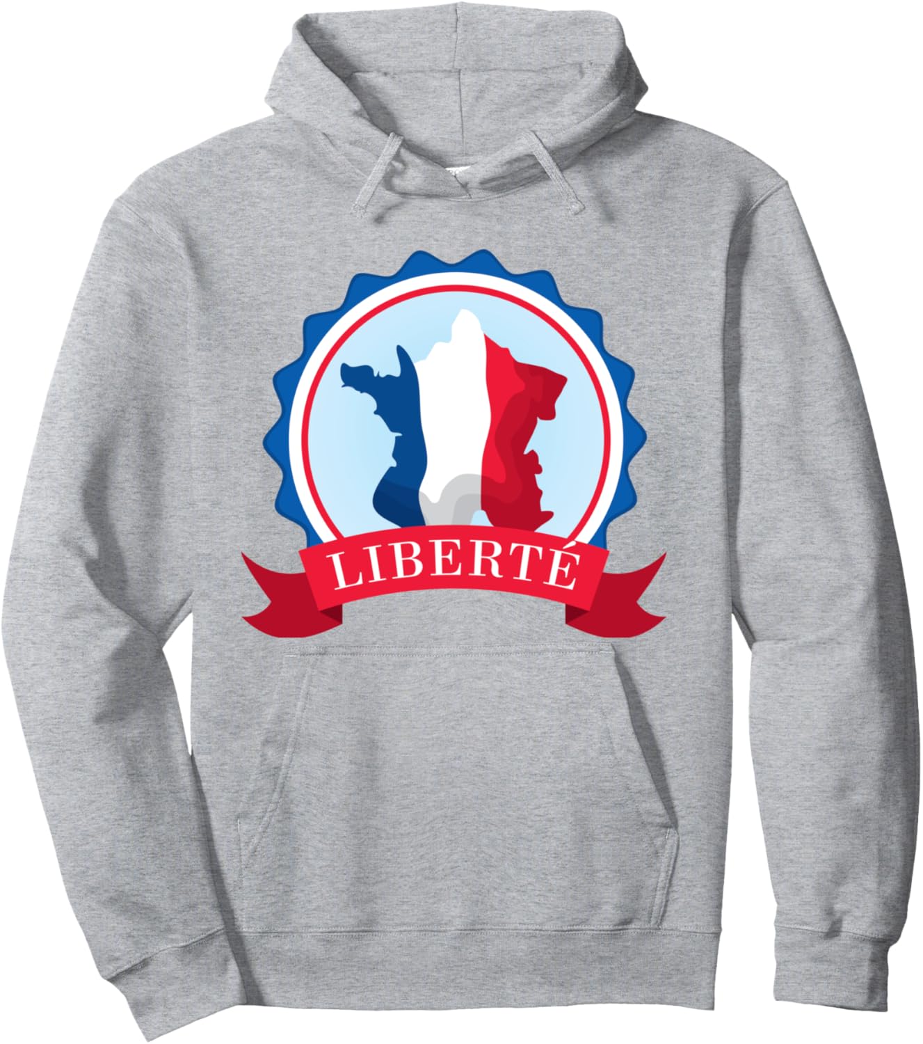 

Толстовка с надписью «Свобода, патриотический флаг, поддержка» Liberte France: Freedom & Support, серый