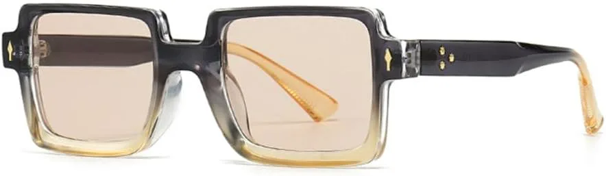 

Солнцезащитные очки MUTYNE в стиле ретро с квадратными заклепками, панк, мужские, модные, градиентные, светло-чайные, женские, трендовые, UV400, C6 Grey Champagne