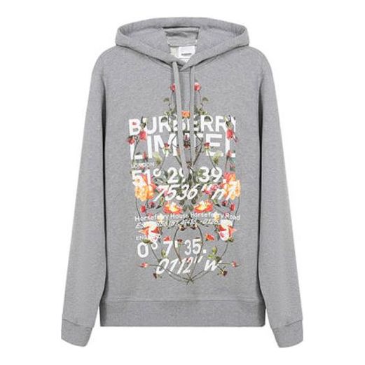 

Толстовка men's ss21 pullover hooded printing light grey Burberry, серый
