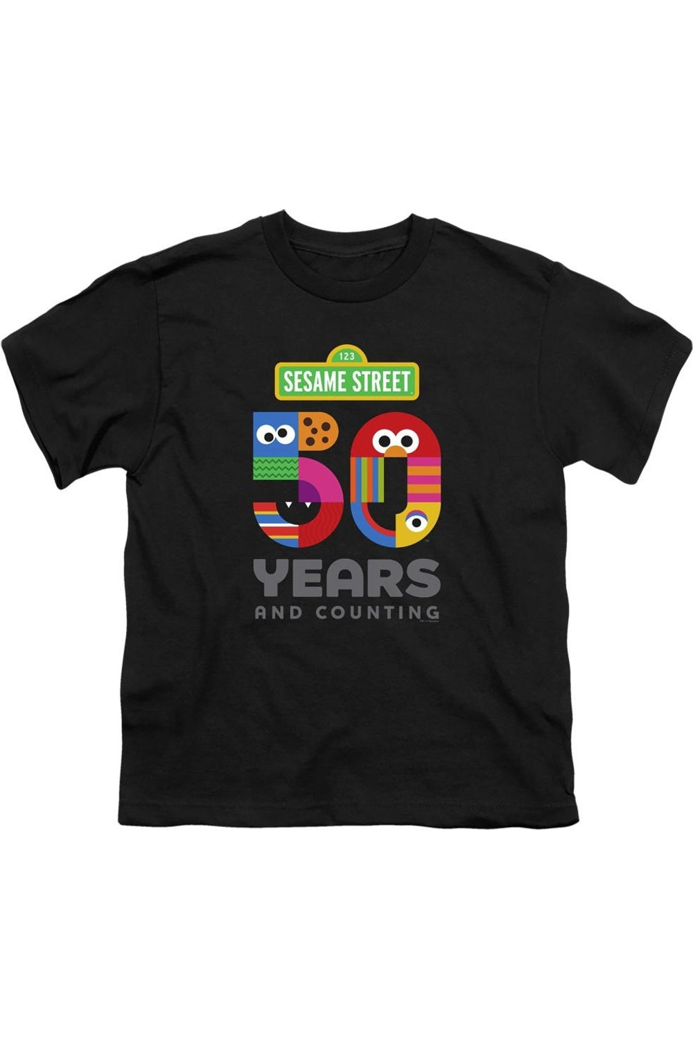 

Футболка с коротким рукавом для детей с логотипом 50 лет "Улицы Сезам" Gildan, черный
