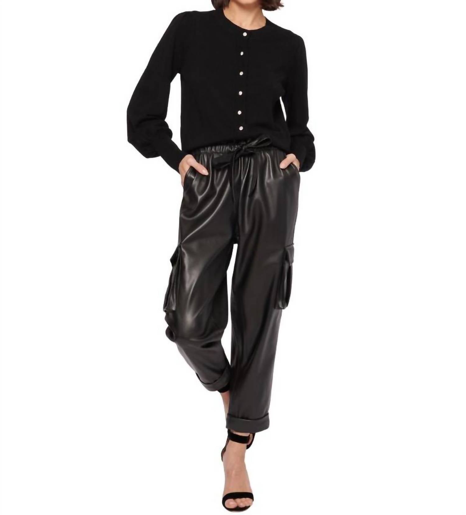 

Брюки Addy Vegan Leather черного цвета Cami NYC