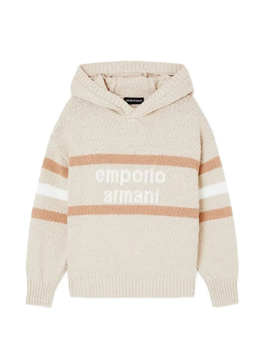 Худи в полоску Emporio Armani Kids, бежевый