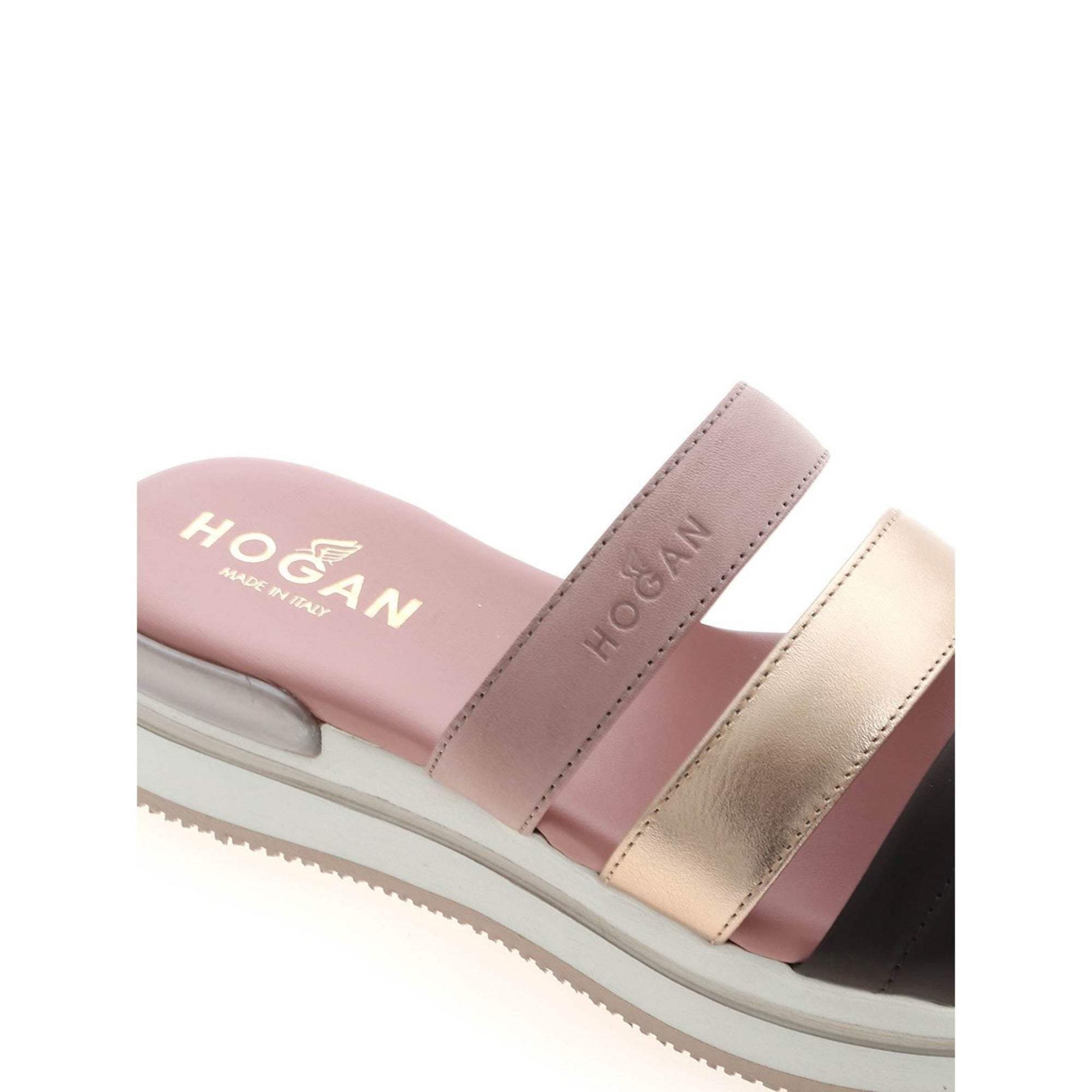 Хогановские кожаные сандалии H257 Hogan, розовый/золотой — фото 4