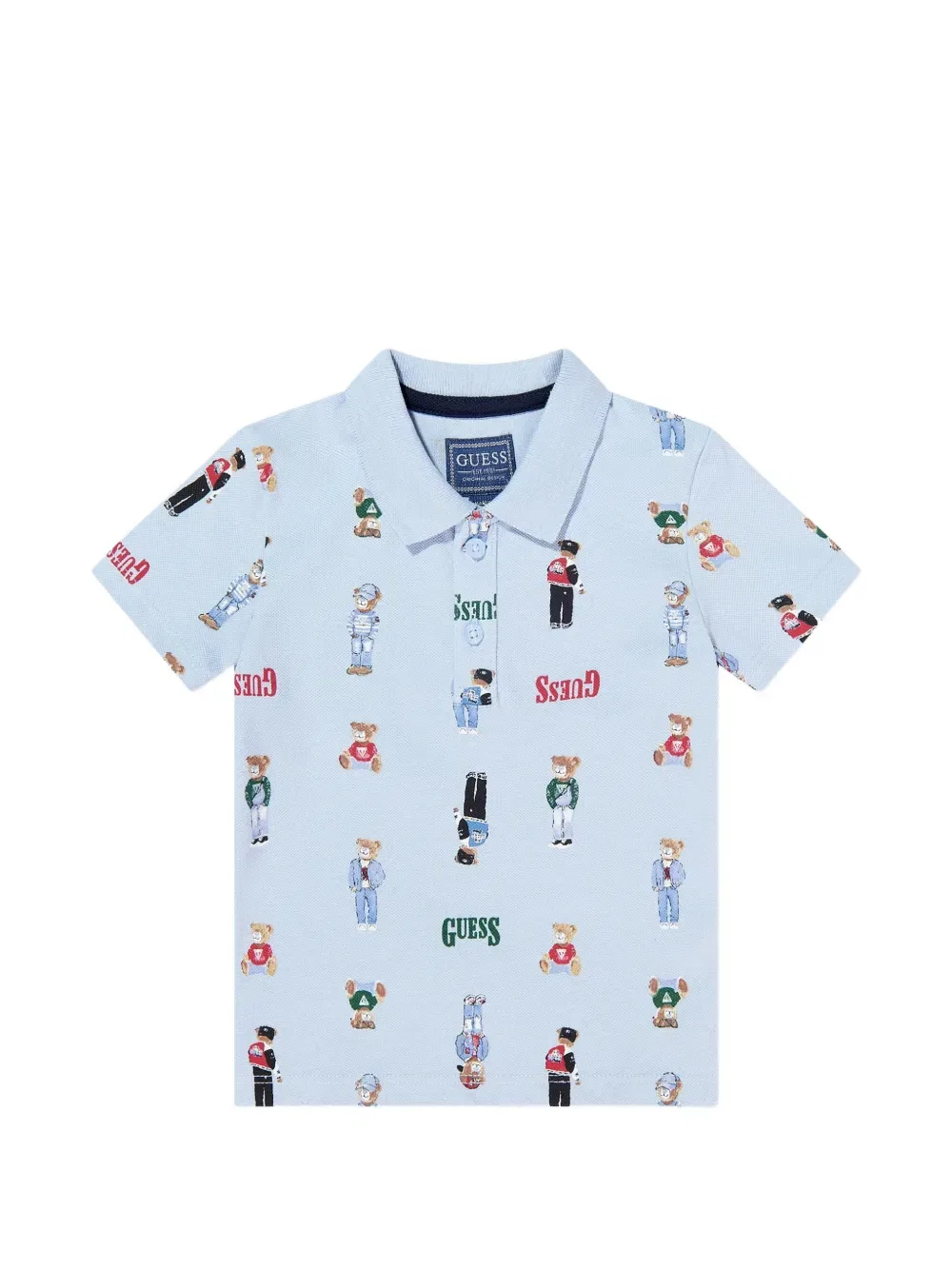 Поло с медвежьим принтом Guess Kids, синий