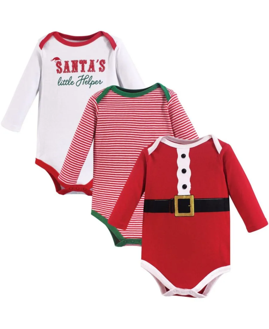 Тройной набор боди с длинными рукавами Treasure Little Treasure, Santas Helper