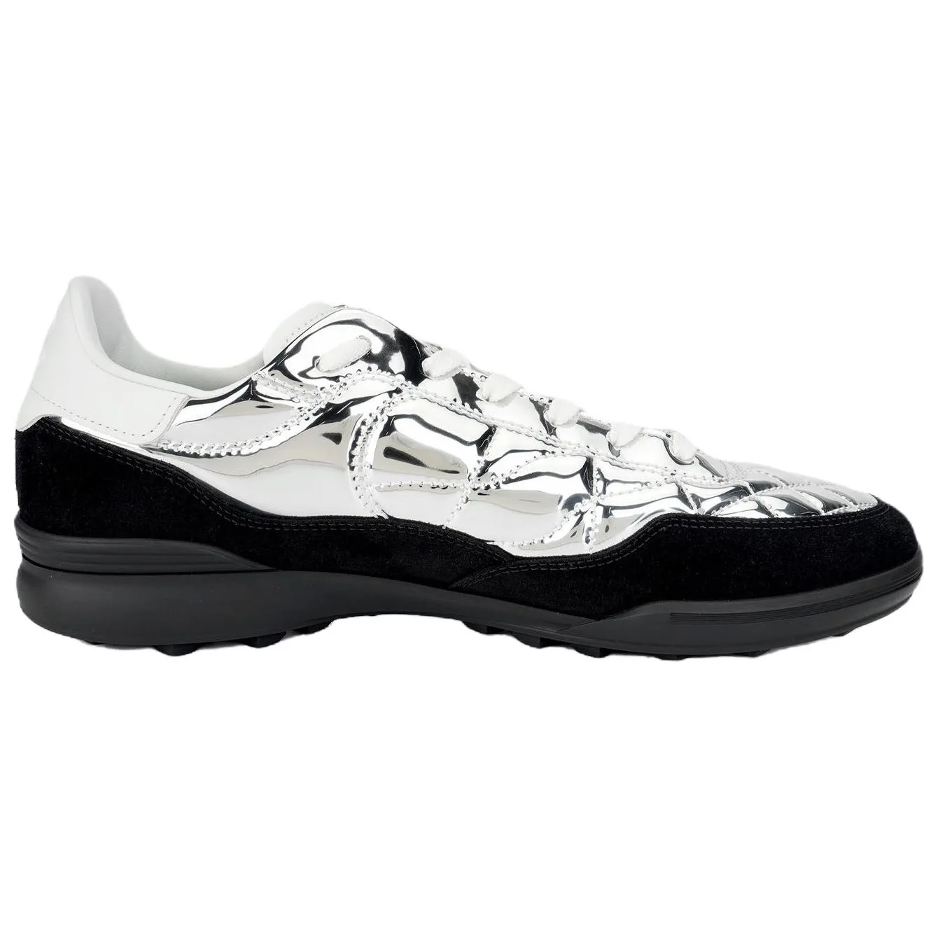 CHANEL Кроссовки низкие мужские casual COCO NEIGE 25N из телячьей кожи серебристые — фото 3