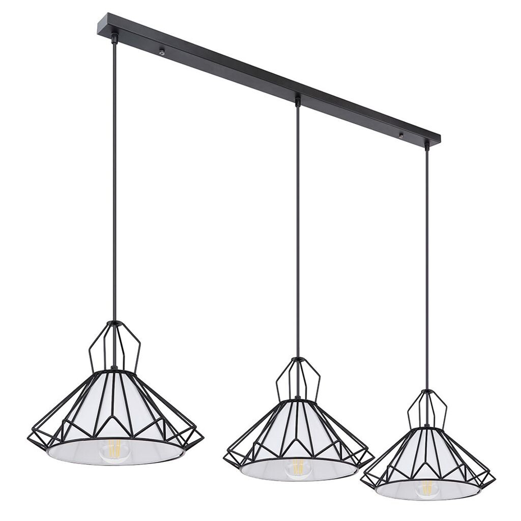 

Подвесной светильник, металл, текстиль, черный, 3 лампочки, H 120 см. etc-shop