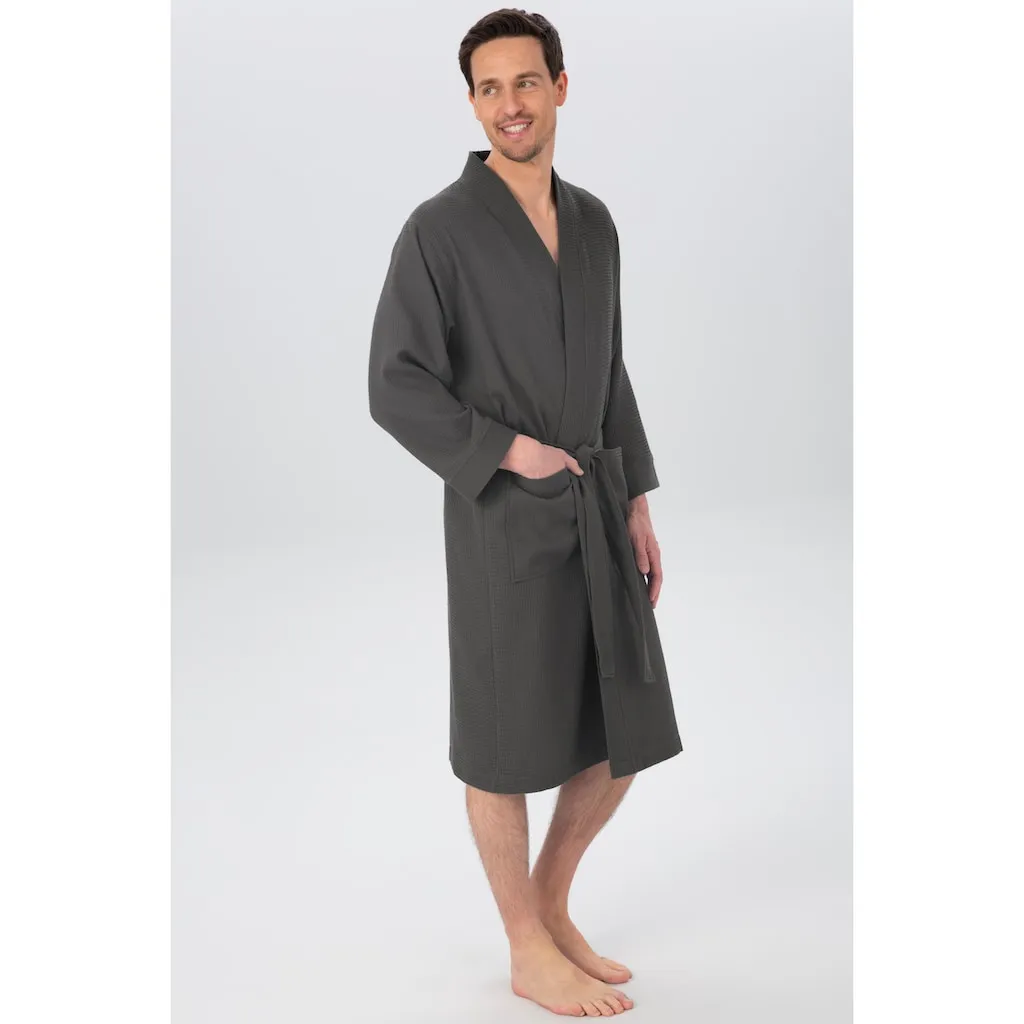 

Мой домашний унисекс-халат Vanessa, идеально подходит для сауны и спа, гостиничный халат, утренний халат, 1 шт., с карманами, для женщин и мужчин, вафельное плетение, очень легкое качество, размеры S-3XL My Home, антрацит