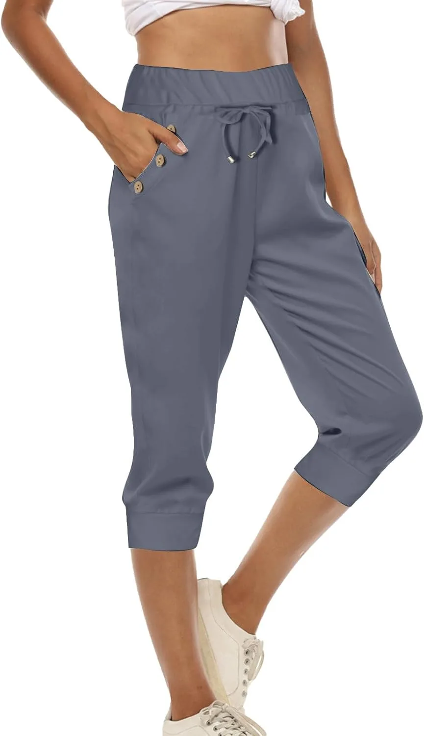 

Капри для женщин Plus Size с высокой талией и шнурком