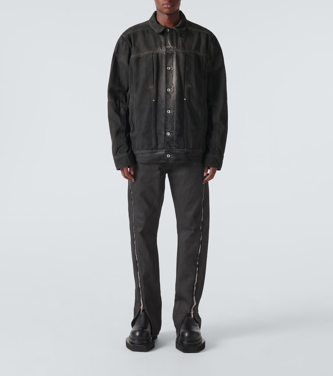 Джинсы Bolan Banana с высокой посадкой и заниженной талией Rick Owens, Black Wax — фото 2