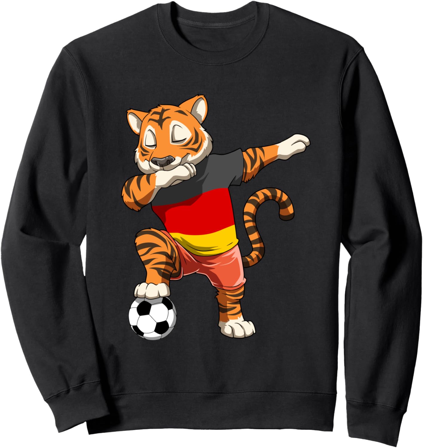 

Футболка с изображением немецкого тигра (Dubbbing Soccer Tiger German Sweatshirt) Soccer Germany Dubbing Tiger Gift, черный