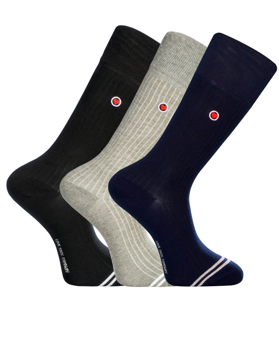 

Мужские однотонные носки, 3 пары Love Sock Company, Black/Light gray/Dark navy