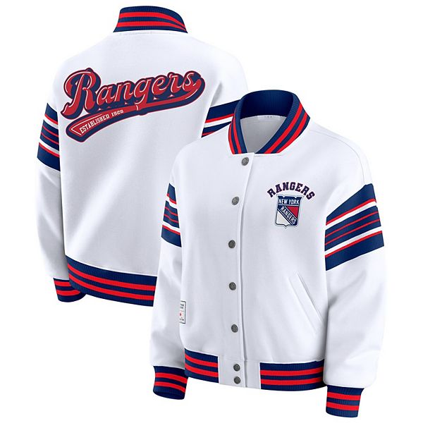 

Женская бело-голубая флисовая куртка-толстовка new york rangers на молнии Wear By Erin Andrews