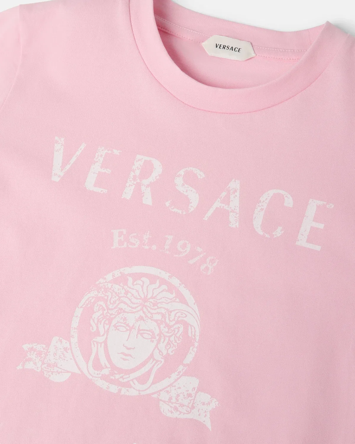 Детская футболка из джерси с принтом VERSACE, розовый — фото 4