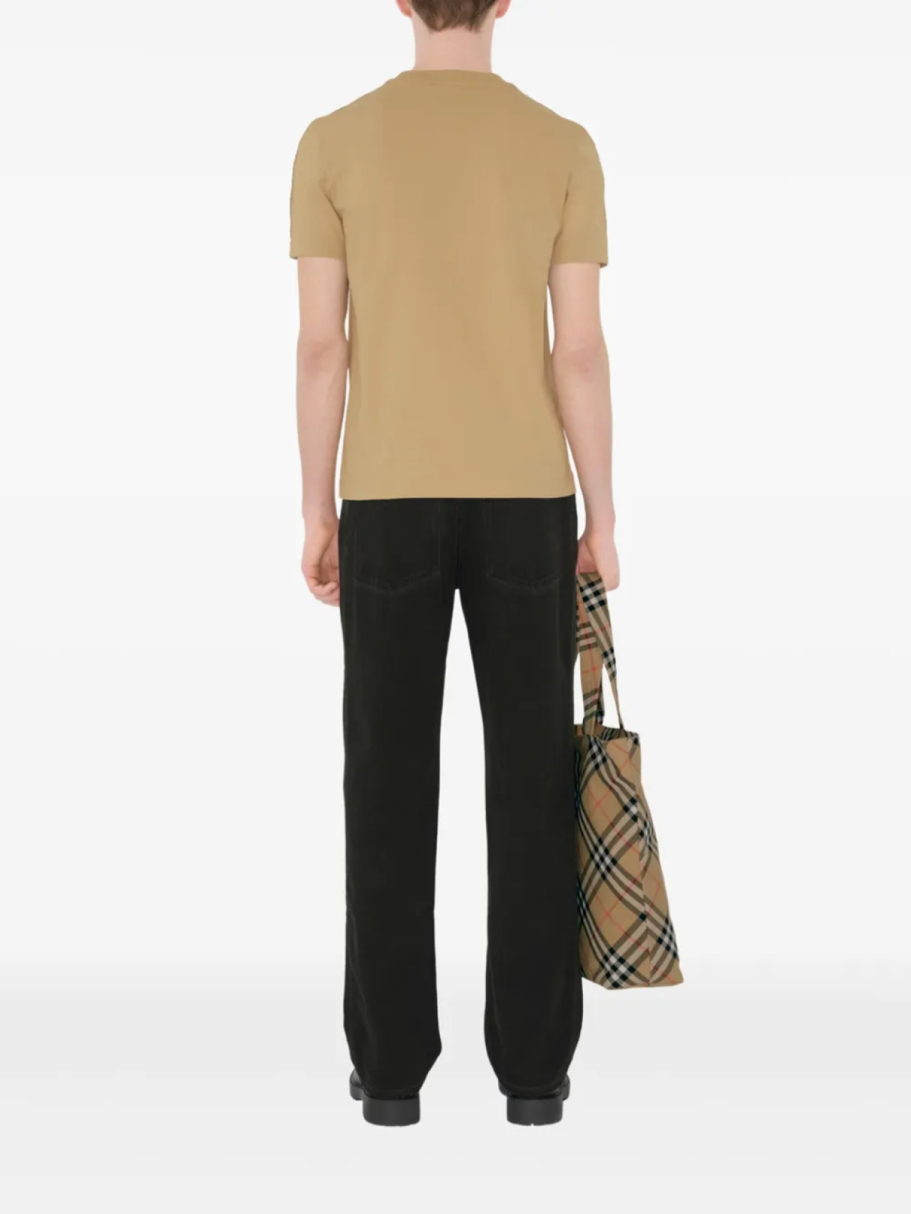 Футболка Burberry из хлопка с клетчатой отделкой, нейтральный — фото 4