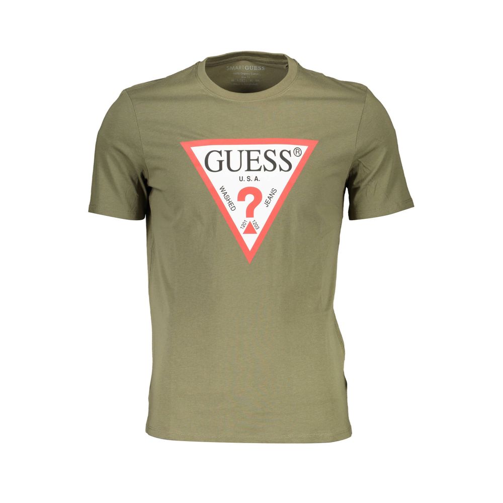 

Зеленая хлопковая мужская футболка Guess Shoes