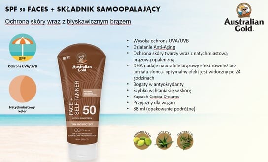 Австралийское золото SPF 50 для лица с автозагаром 88 мл, Australian Gold — фото 2