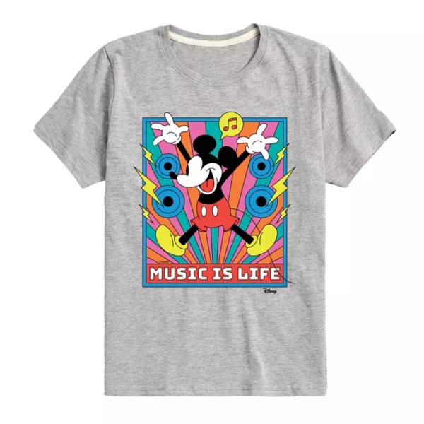 

Футболка для мальчиков 8-20 лет Mickey Mouse & Friends с принтом "Музыка — это жизнь" Disney, серый