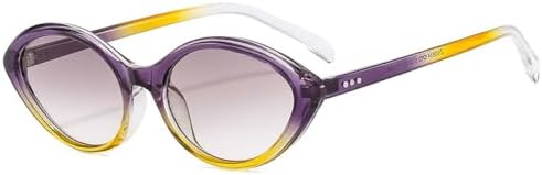 

Модные солнцезащитные очки «кошачий глаз» маленького размера для женщин, градиентные линзы UV400, винтажные заклепки, мужские солнцезащитные очки MTZJH, Purple Yellow Gray