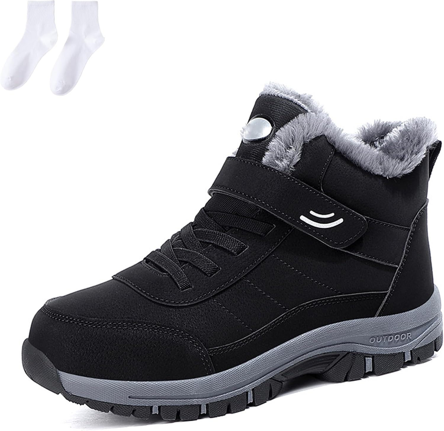 

Ортопедические зимние прогулочные кроссовки с противоскользящей подошвой для женщин и мужчин, с поддержкой свода стопы, утепленные мехом, на щиколотку Generic, черный