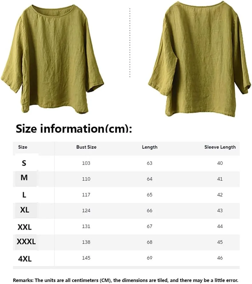 

Женская футболка из 100% льна с рукавом три четверти и круглым вырезом fengbaoyu