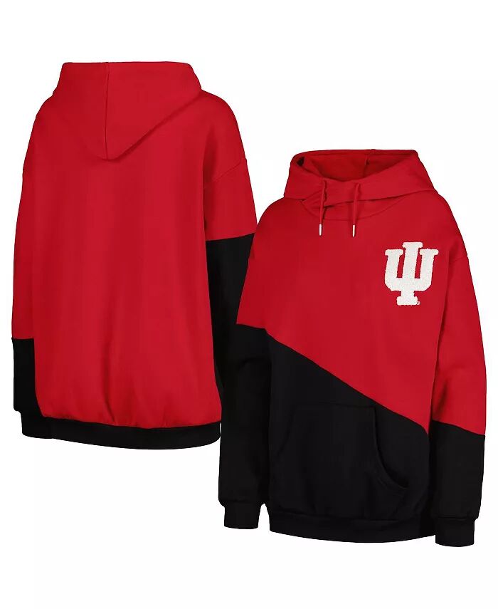 

Женская толстовка с капюшоном Indiana Hoosiers Matchmaker цвета малинового и черного цветов с диагональным воротником Gameday Couture