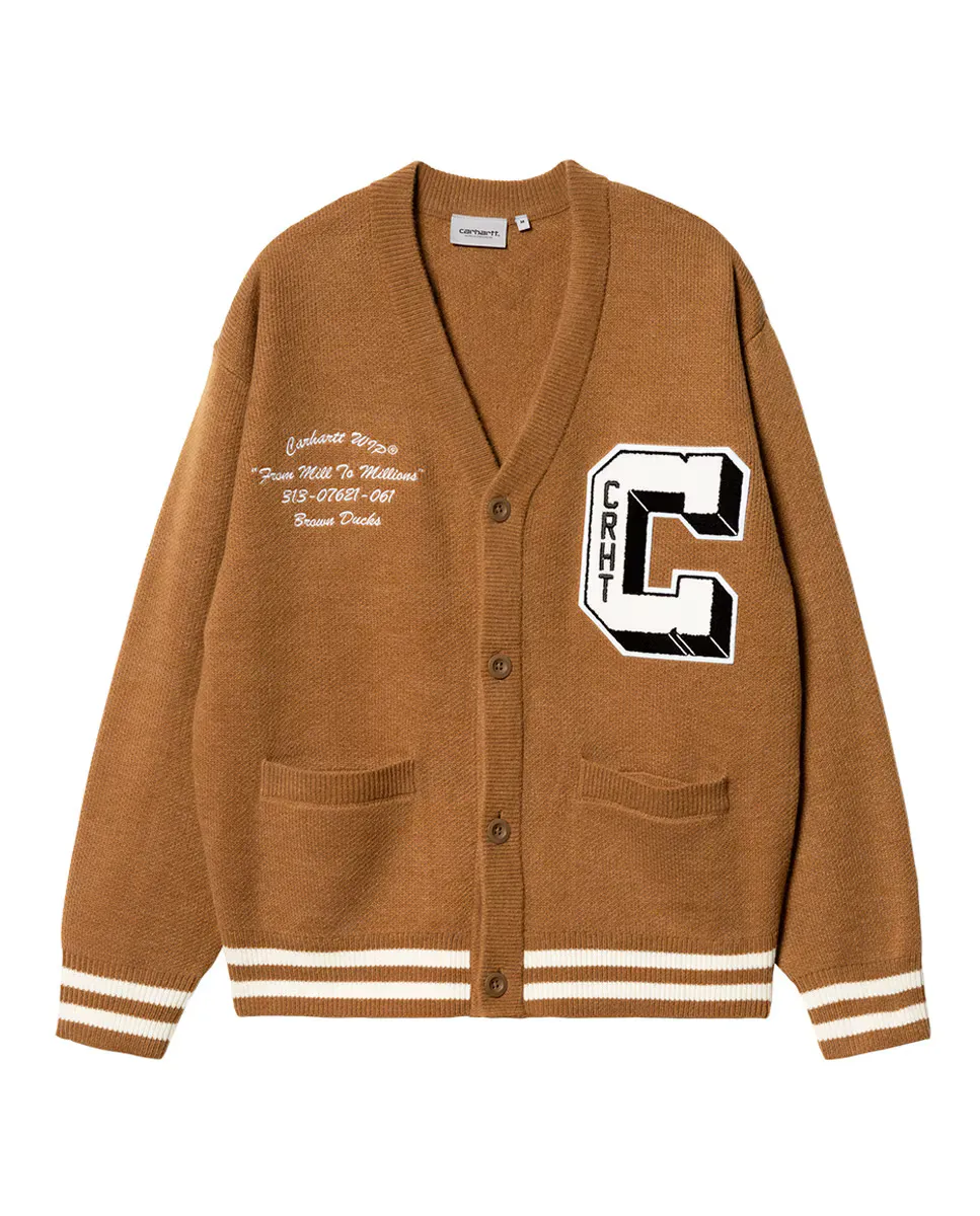 

Вязаный мужской кардиган Carhartt WIP, коричневый