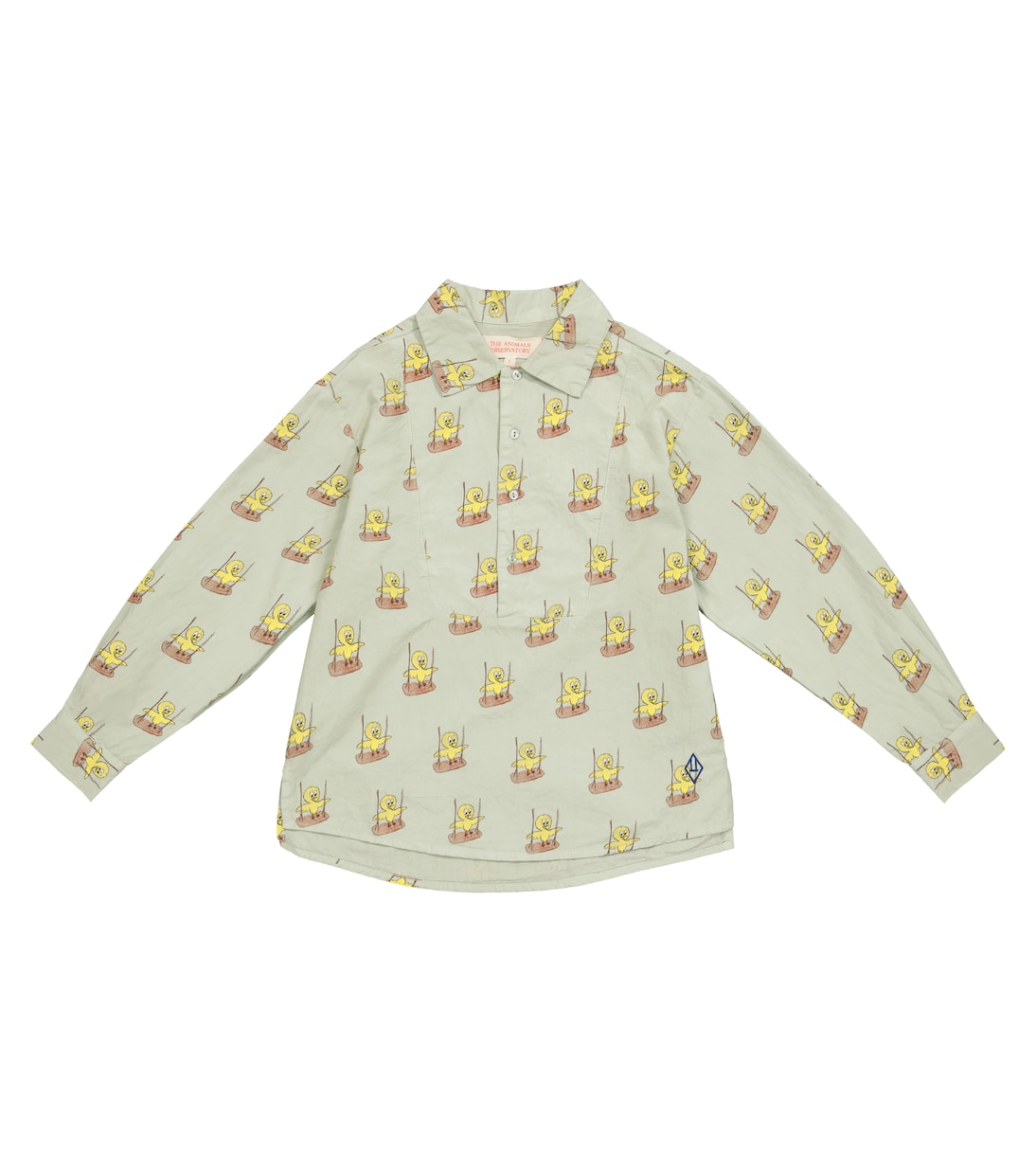 

Хлопковая рубашка с принтом птицы Мандрил The Animals Observatory, Soft Green Birds