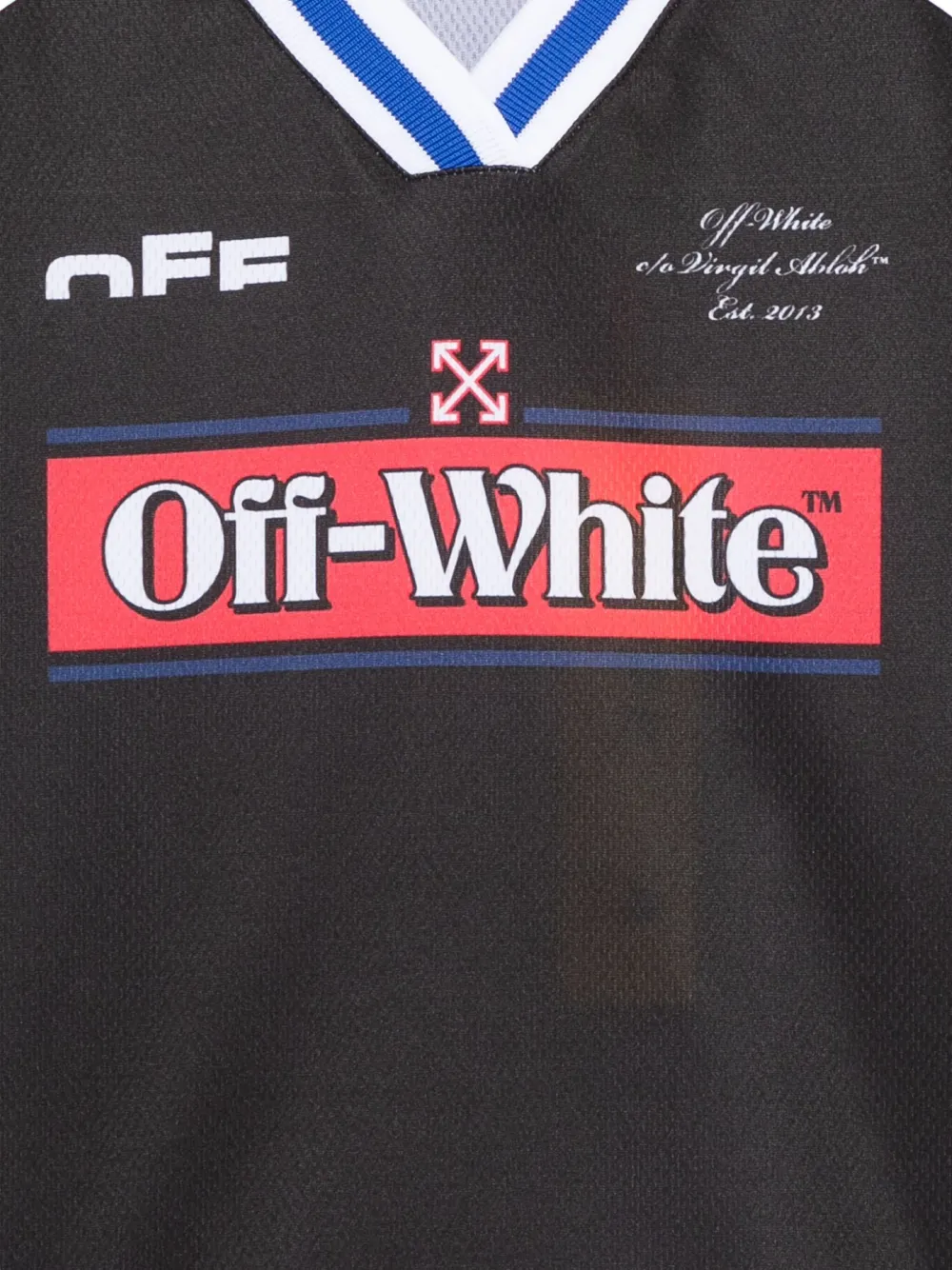 Топ с V-образным вырезом и принтом логотипа OFF-WHITE, черный — фото 3