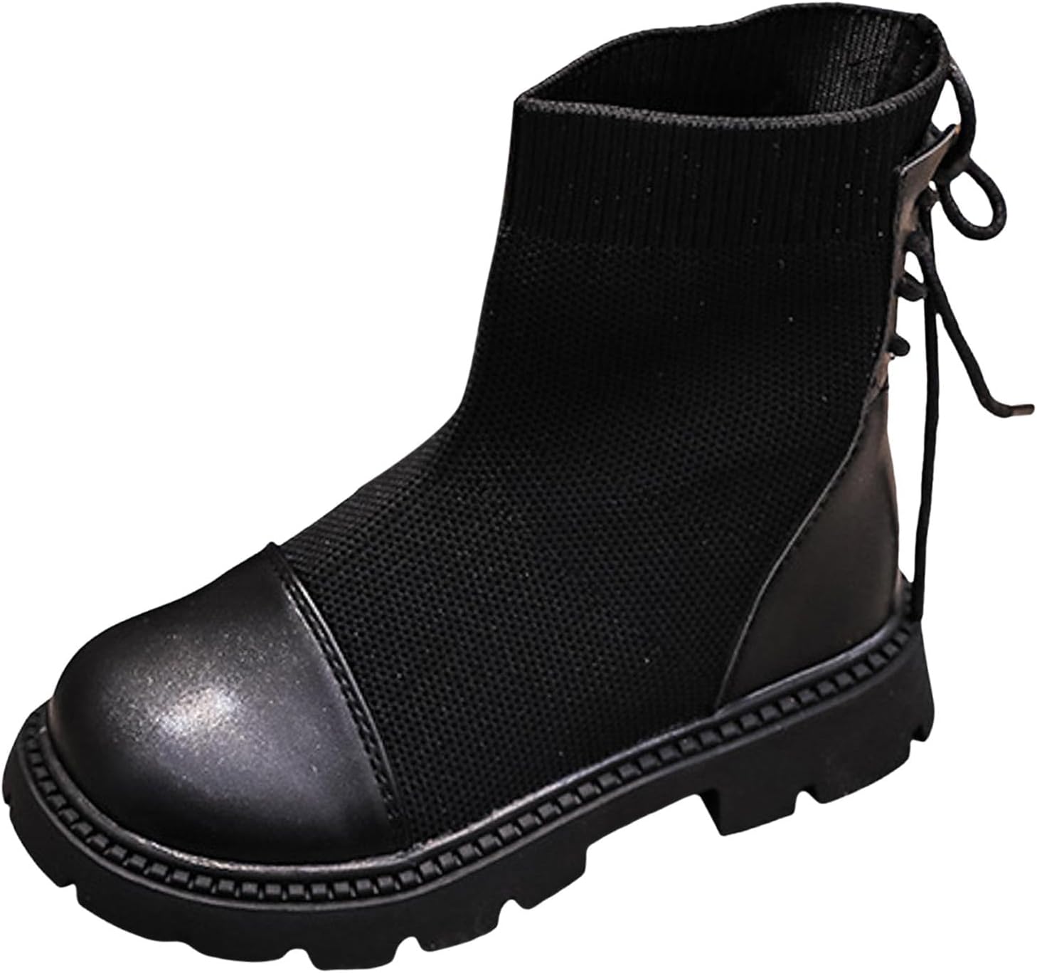 

Детские Ботинки IWIHMIV для Девочек, Удобные Эластичные Носки, Противоскользящая Мягкая Подошва, Короткие Ботиночки для Малышей, Black