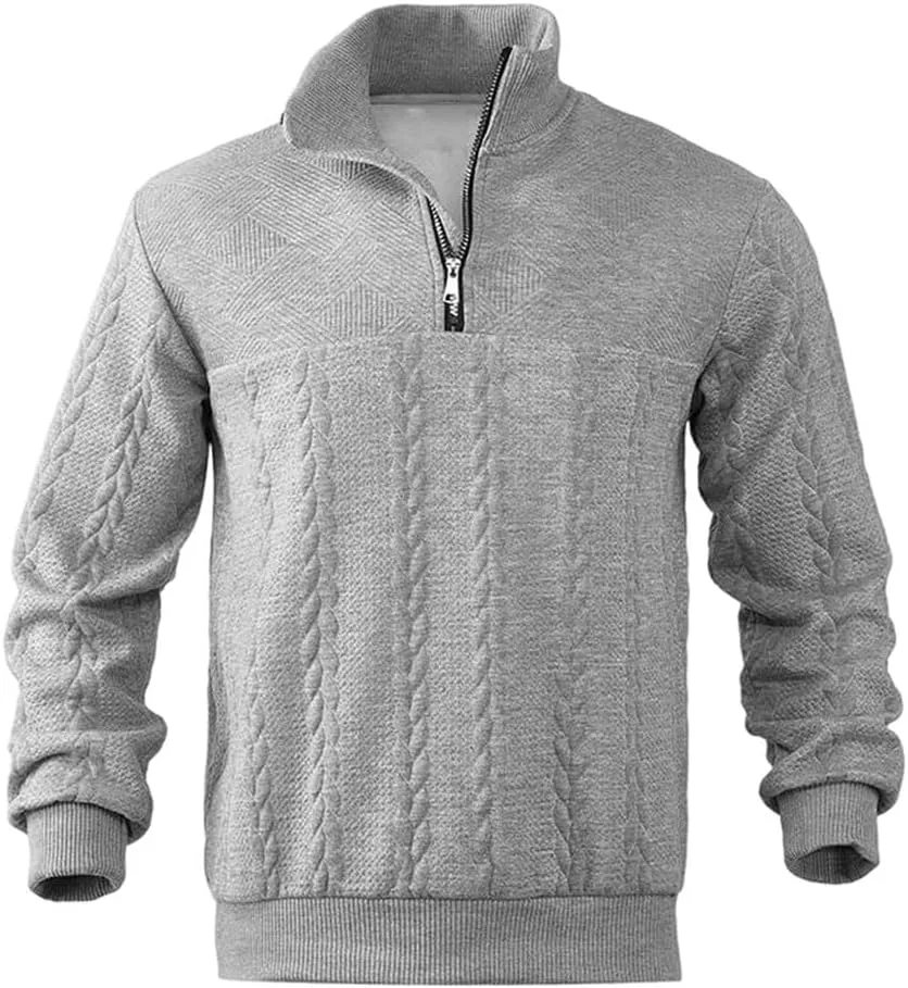 

Мужской свитер с воротником стойкой на молнии, свободный, с длинными рукавами