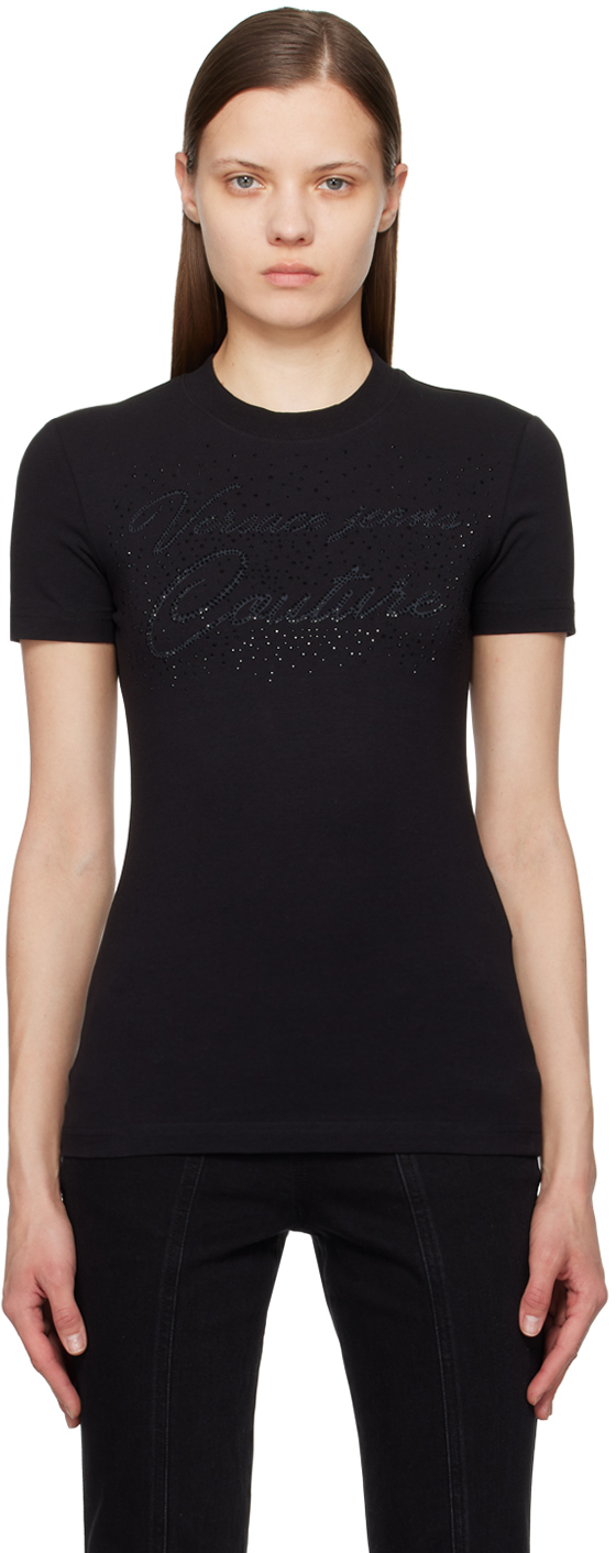 

Футболка с кристаллической огранкой Versace Jeans Couture, черный