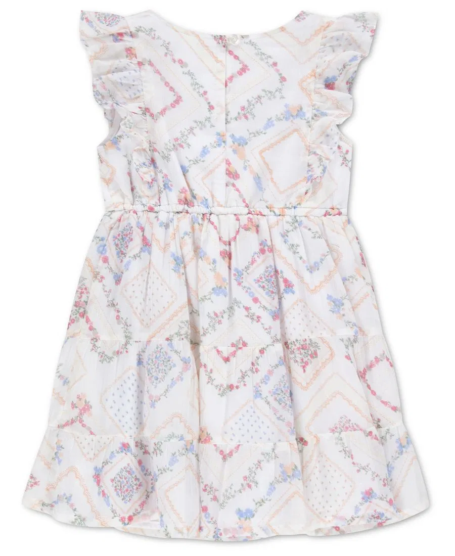 Платье для девочек 2T-5T с рукавами-воланами Abercrombie Kids, белый — фото 2