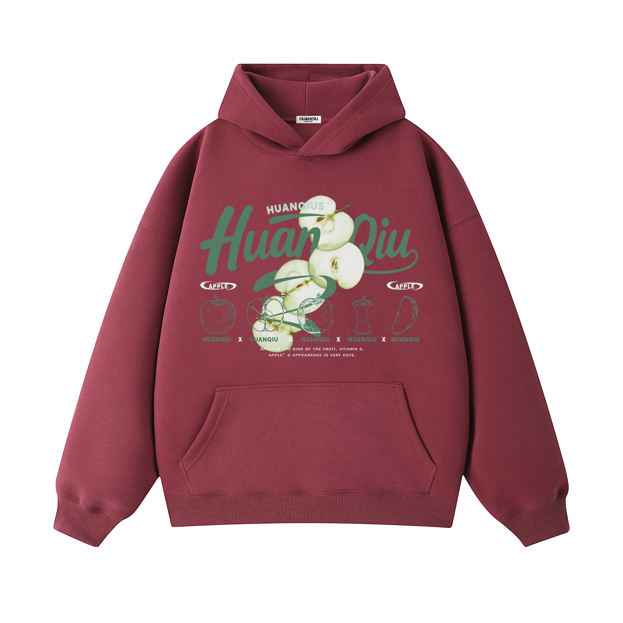 

Толстовка Unisex Hooded Moderate Heavyweight HUANQIU, burgundy