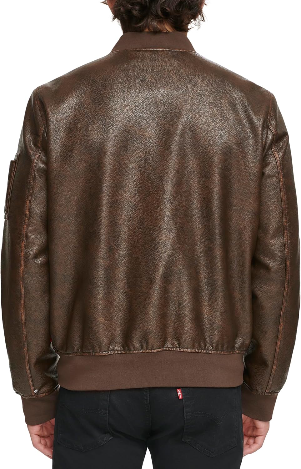 Мужская университетская куртка-бомбер Levi's из искусственной кожи, Brown Pebbled — фото 4