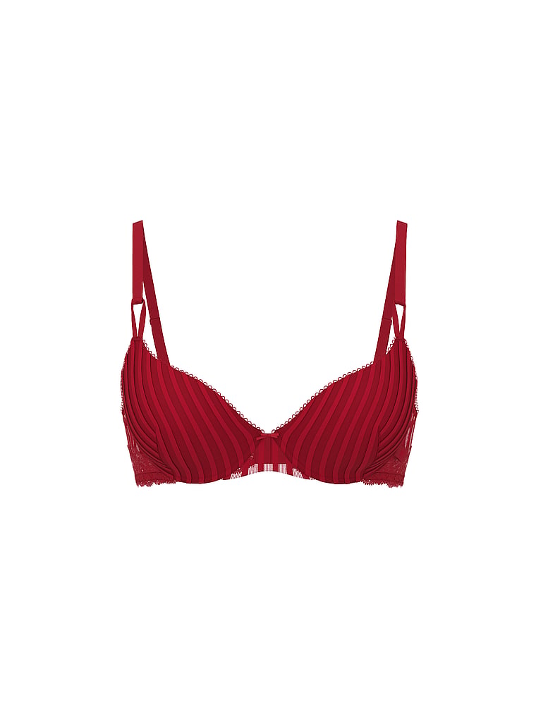 Сексуальный прозрачный бюстгальтер пуш-ап в полоску Heritage Victoria'S Secret, sheer red lacquer — фото 4