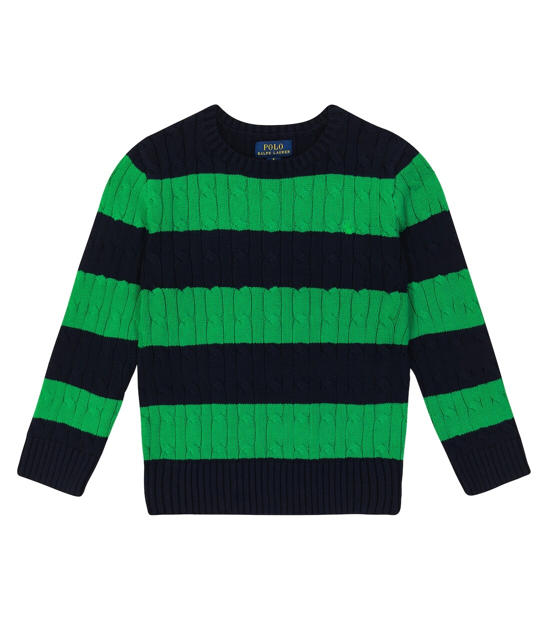 

Полосатый хлопковый свитер косой вязки Polo Ralph Lauren Kids, мультиколор