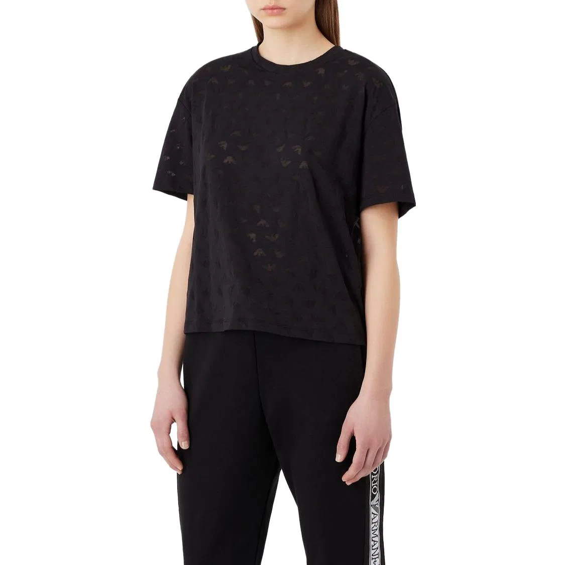 Футболка женская с круглым вырезом Emporio Armani Black — фото 3