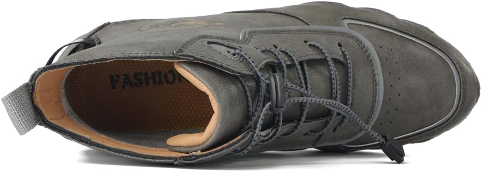 Мужские повседневные кожаные модные кроссовки, ботинки-чикка на щиколотке, мокасины на легкой подошве, для ходьбы и вождения Abborora, серый — фото 3